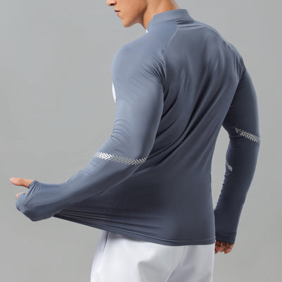 Vêtements d'entraînement à col montant et demi-fermeture éclair pour hommes, couleur unie