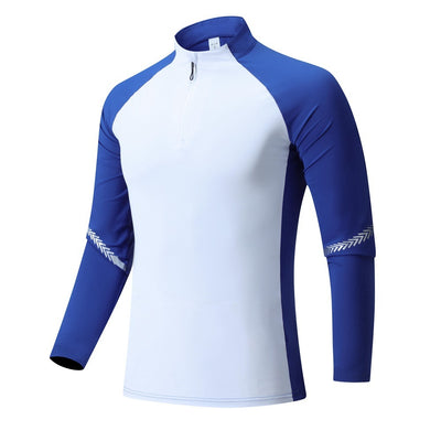 Vêtements d'entraînement à col montant et demi-fermeture éclair pour hommes, couleur unie