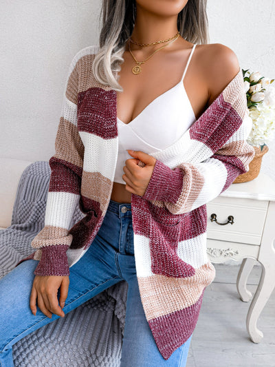 Pull à carreaux pour femme, cardigan décontracté à manches lanternes, veste, vêtements d'extérieur