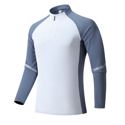 Vêtements d'entraînement à col montant et demi-fermeture éclair pour hommes, couleur unie