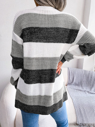 Pull à carreaux pour femme, cardigan décontracté à manches lanternes, veste, vêtements d'extérieur
