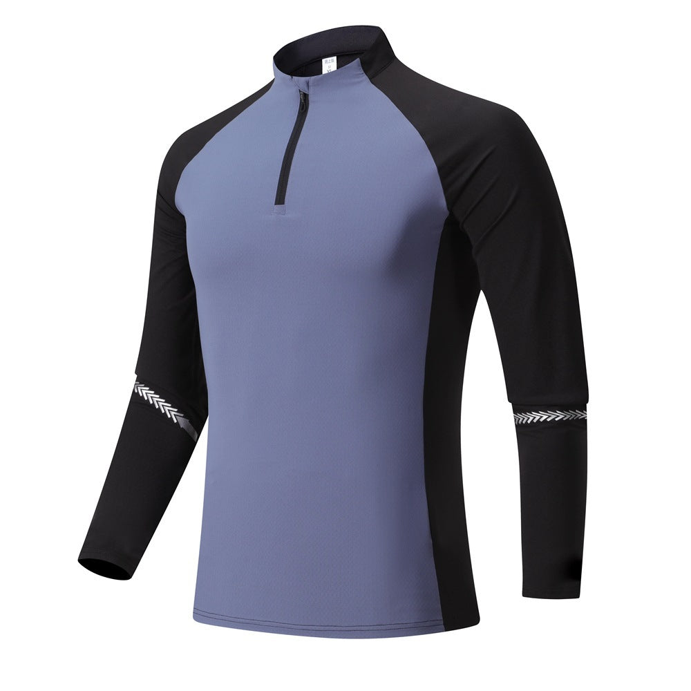Vêtements d'entraînement à col montant et demi-fermeture éclair pour hommes, couleur unie