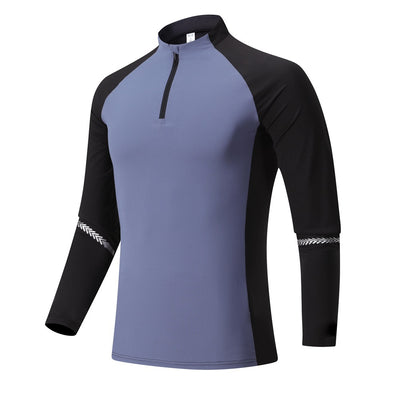 Vêtements d'entraînement à col montant et demi-fermeture éclair pour hommes, couleur unie