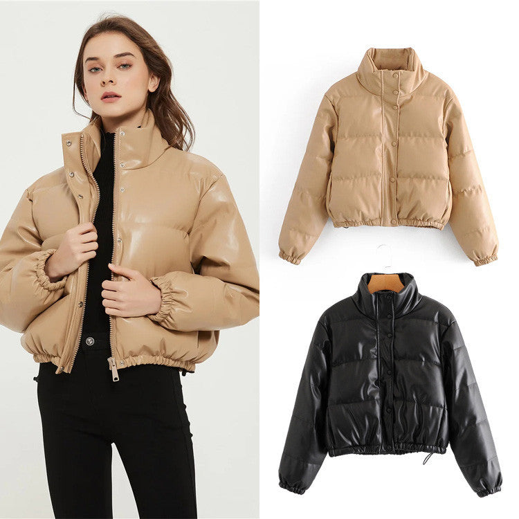 Vêtements décontractés en coton et similicuir pour femmes, couleur pure et simple