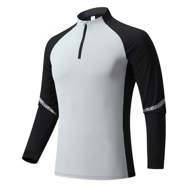 Vêtements d'entraînement à col montant et demi-fermeture éclair pour hommes, couleur unie
