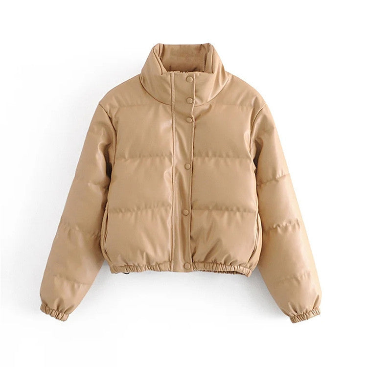 Vêtements décontractés en coton et similicuir pour femmes, couleur pure et simple