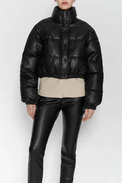 Vêtements décontractés en coton et similicuir pour femmes, couleur pure et simple