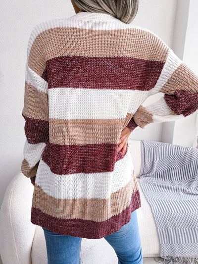 Pull à carreaux pour femme, cardigan décontracté à manches lanternes, veste, vêtements d'extérieur