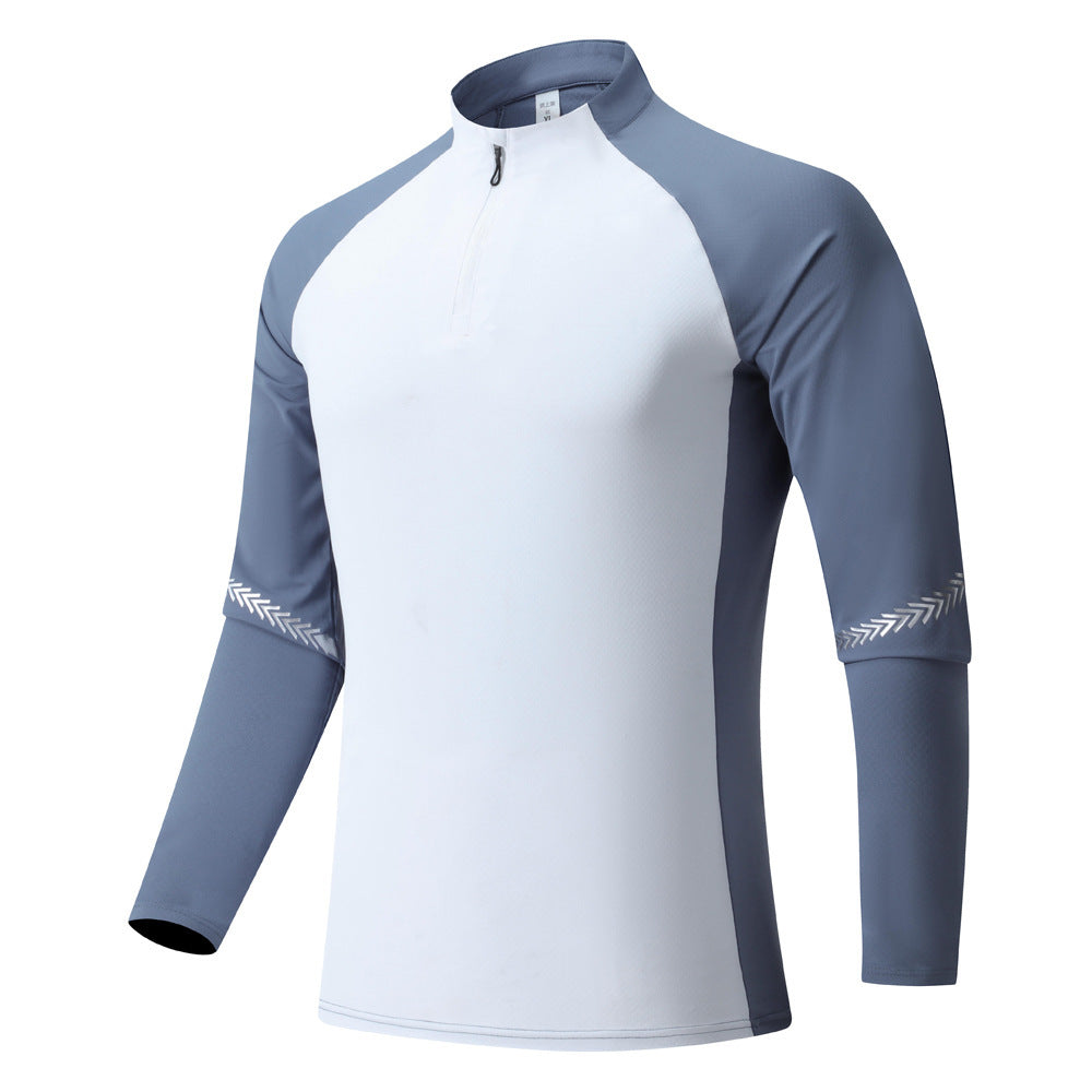 Vêtements d'entraînement à col montant et demi-fermeture éclair pour hommes, couleur unie