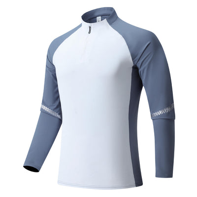 Vêtements d'entraînement à col montant et demi-fermeture éclair pour hommes, couleur unie
