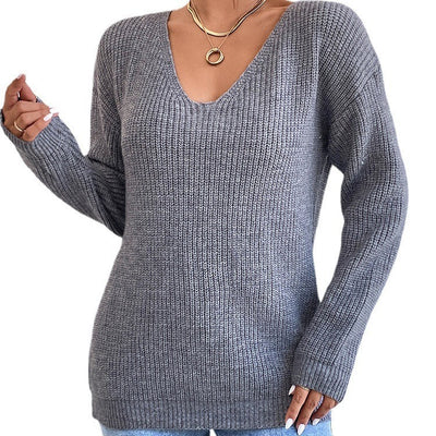 Pull col V dos nu style années 2000 pour femme